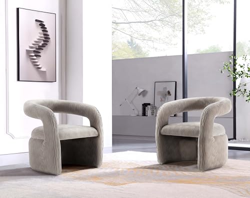 Manhattan Comfort Modern Corvette Velvet Accent Chair, Dove - Set of 2