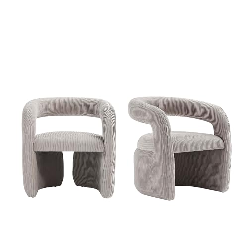 Manhattan Comfort Modern Corvette Velvet Accent Chair, Dove - Set of 2