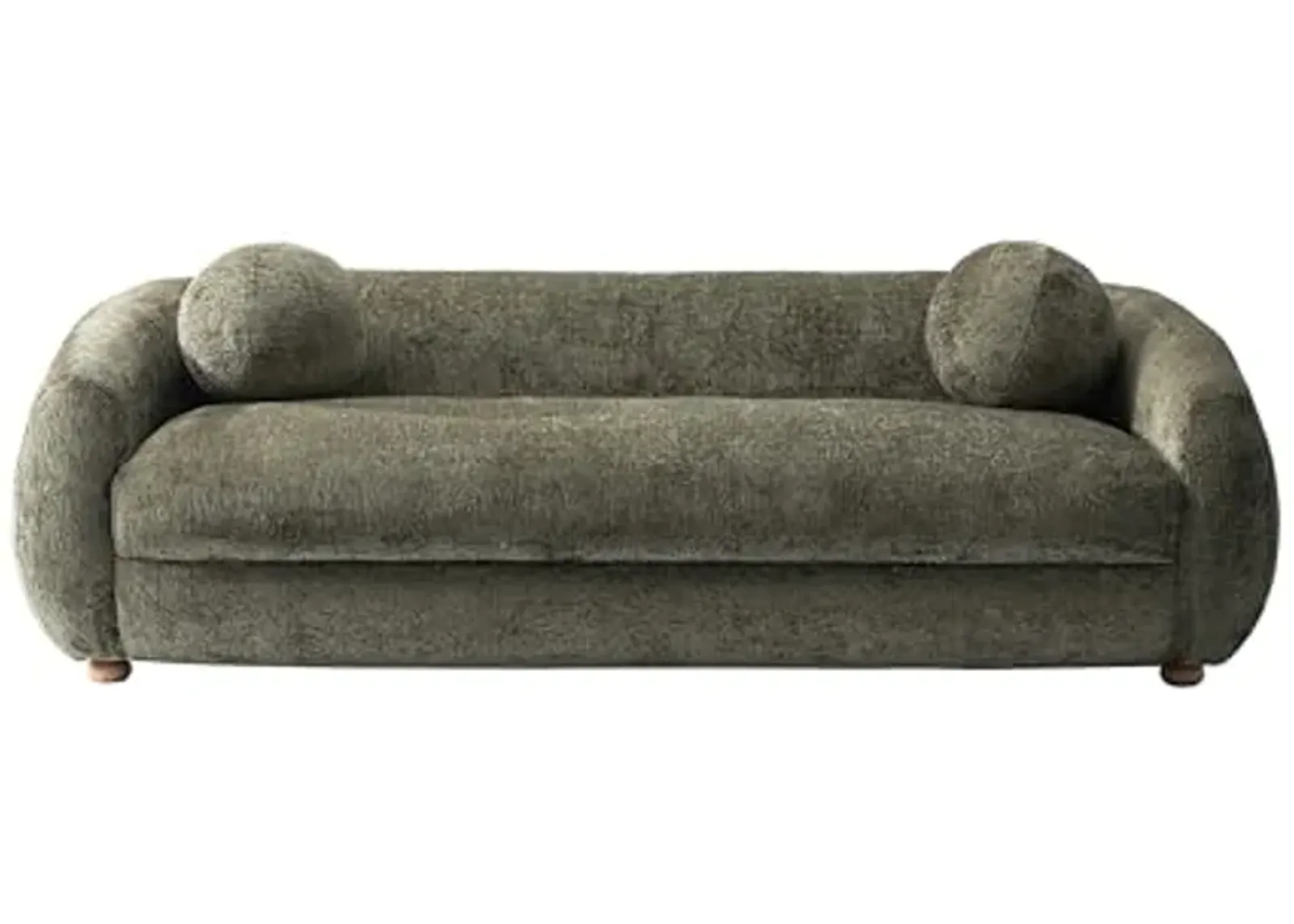 Manhattan Comfort Tribeca 86" Sofa for Living Room, Upholstered in Chenille Fabric, Kiln-Dried Birch Wood Frame, Modern Couch, Includes 2 Round Pillow, Fully Assembled, Olive Green