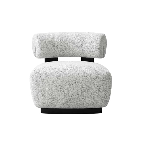 Manhattan Comfort Modern Bartow Woven Fabric Accent Chair, Ivory and Black