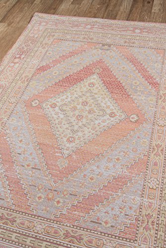 Bundle of Momeni Isabella Traditional Geometric Pink Flat Weave Area Rug 5 X 8 and 2 X 3