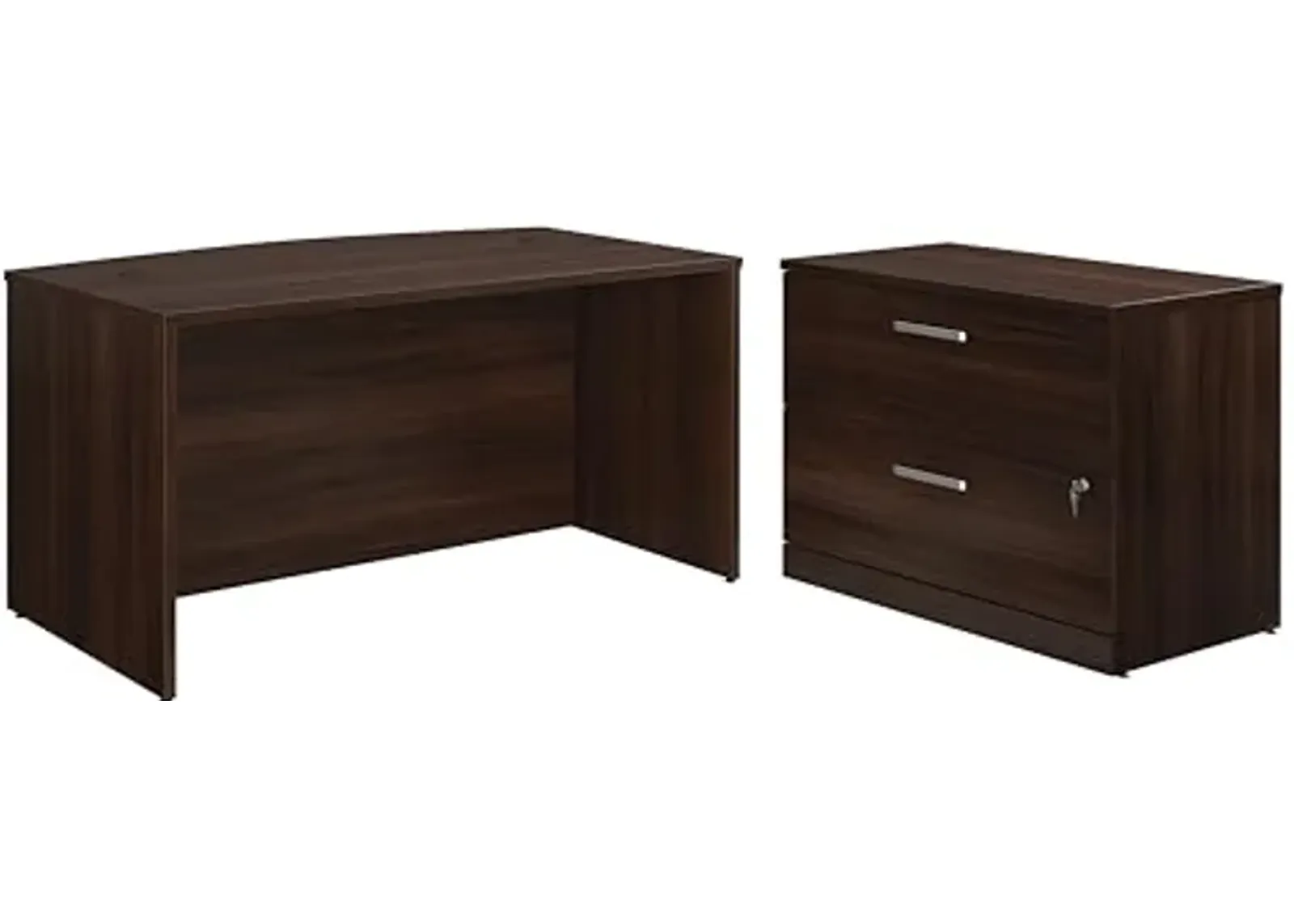 OfficeWorks by Sauder 60" x 35" Bowfront Desk with Lateral File, Noble Elm Finish