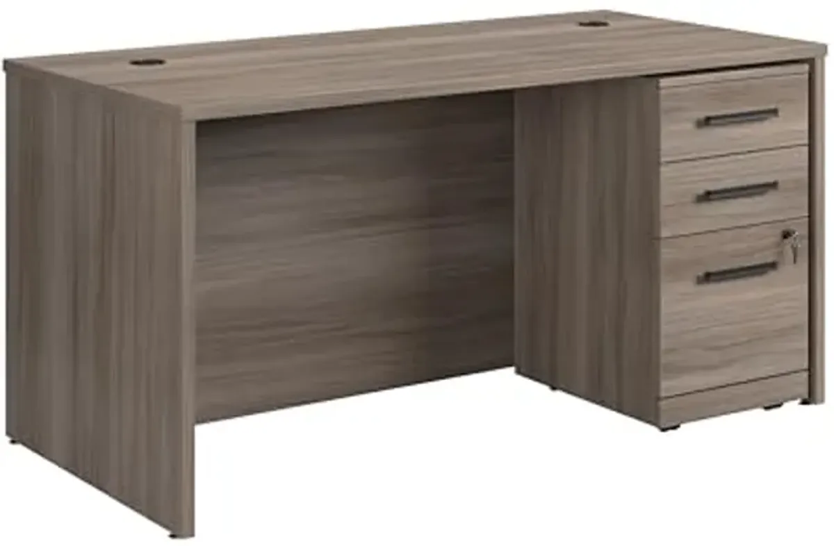 OfficeWorks by Sauder 60" x 30" 1-File Single Ped Desk, Hudson Elm Finish