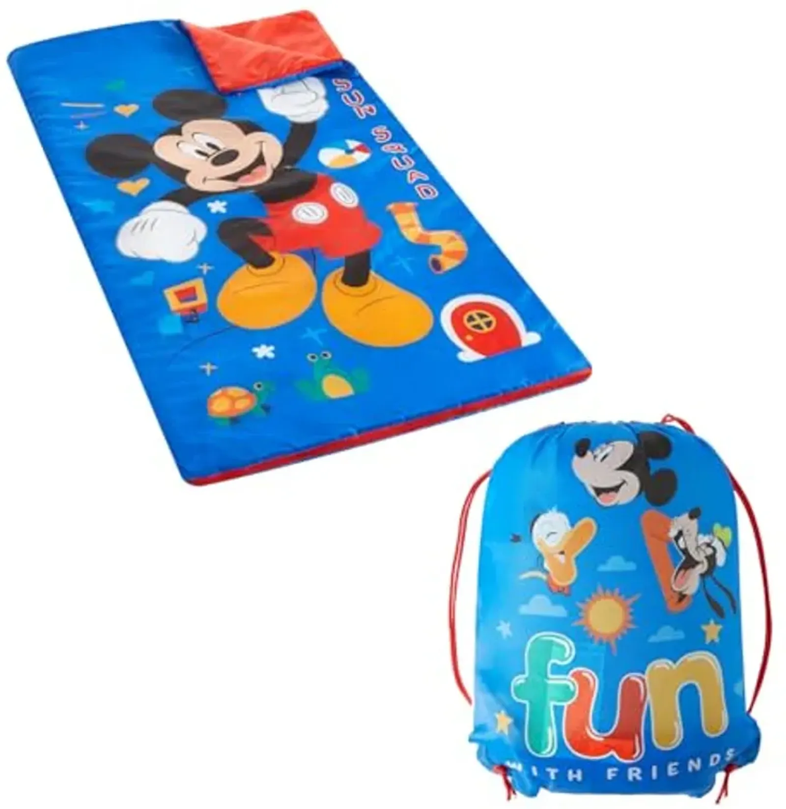 Disney Mickey Mouse 2 Piece Slumber Set with Sling Bag and Sleeping Bag, 54"x30"