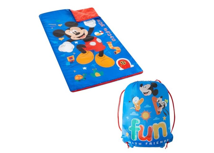 Disney Mickey Mouse 2 Piece Slumber Set with Sling Bag and Sleeping Bag, 54"x30"