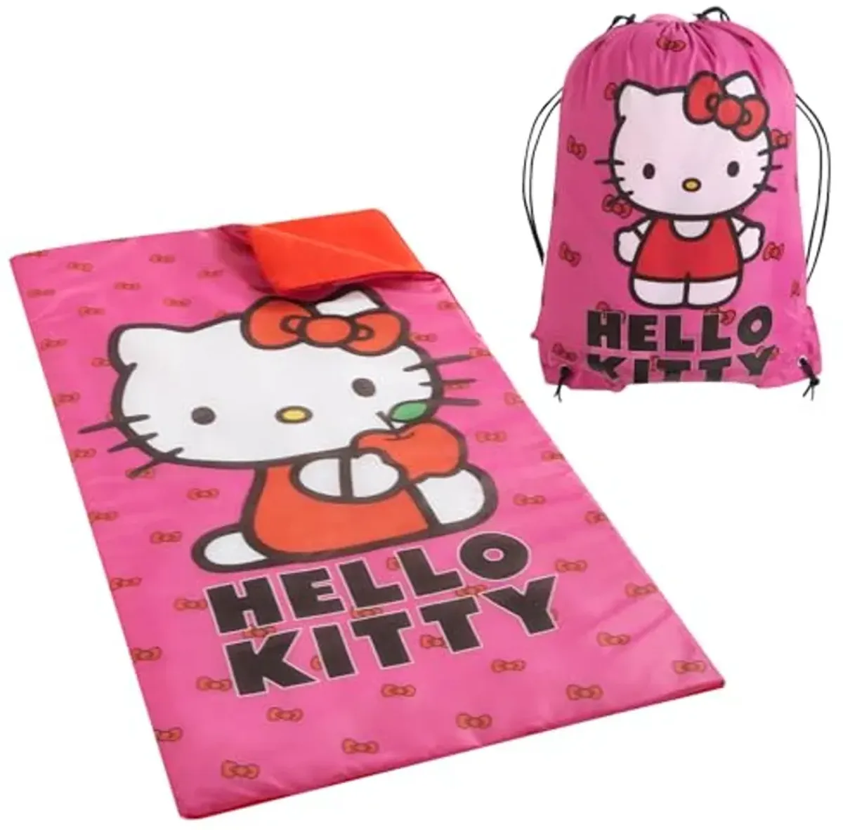 Sanrio Hello Kitty 2 Piece Slumber Set with Sling Bag and Sleeping Bag with Zip Around Closure, 54"x30"