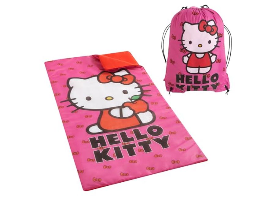 Sanrio Hello Kitty 2 Piece Slumber Set with Sling Bag and Sleeping Bag with Zip Around Closure, 54"x30"