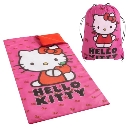 Sanrio Hello Kitty 2 Piece Slumber Set with Sling Bag and Sleeping Bag with Zip Around Closure, 54"x30"