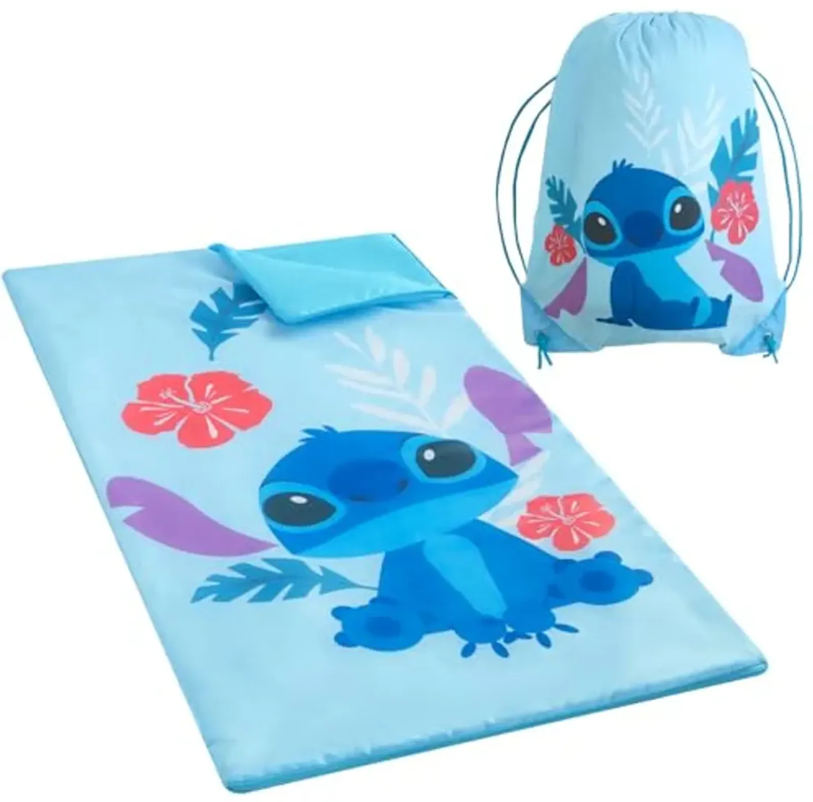 Disney Stitch 2 Piece Slumber Set with Sling Bag and Sleeping Bag with Zip Around Closure, 54"x30"