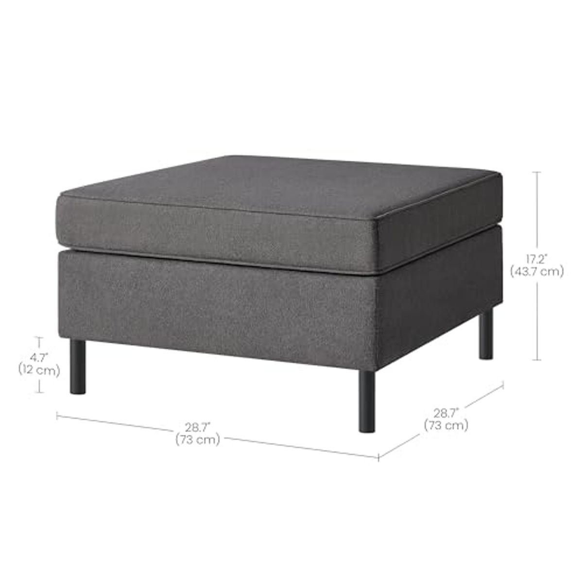 SONGMICS HOME COMBIE Collection - Ottoman Module for Modular Sofa Couch, Square Ottoman, Foot Stool, Footrest, Padded Seat, Tall Legs, Modern Style, Slate Gray ULCS603G01-3