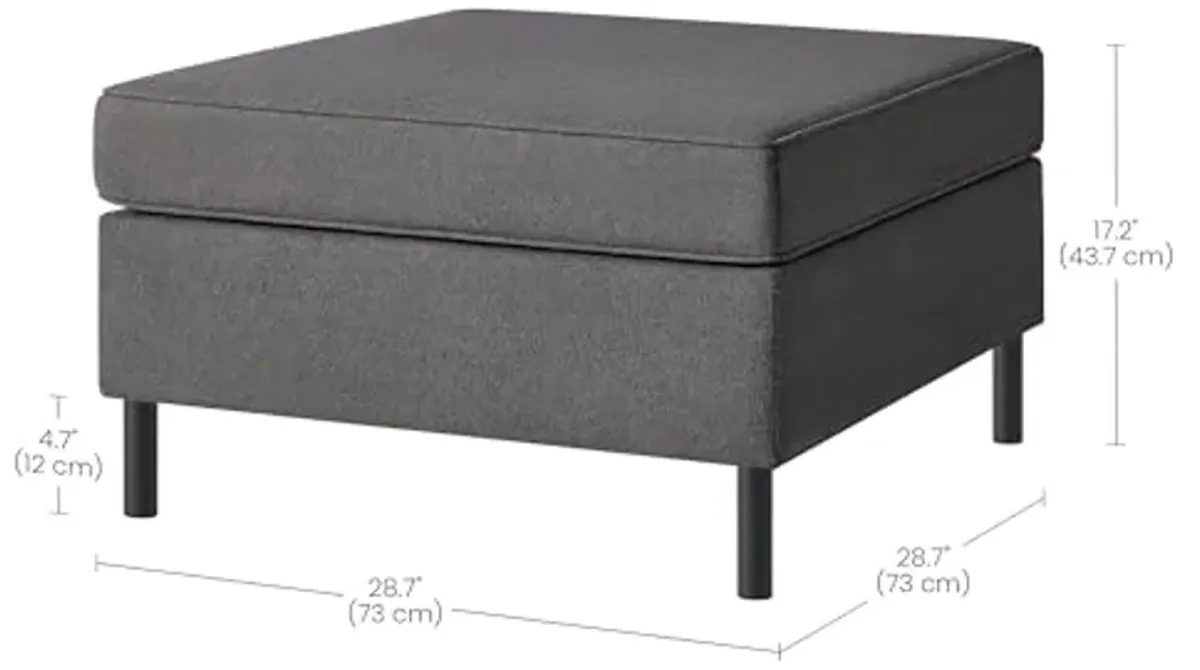 SONGMICS HOME COMBIE Collection - Ottoman Module for Modular Sofa Couch, Square Ottoman, Foot Stool, Footrest, Padded Seat, Tall Legs, Modern Style, Slate Gray ULCS603G01-3