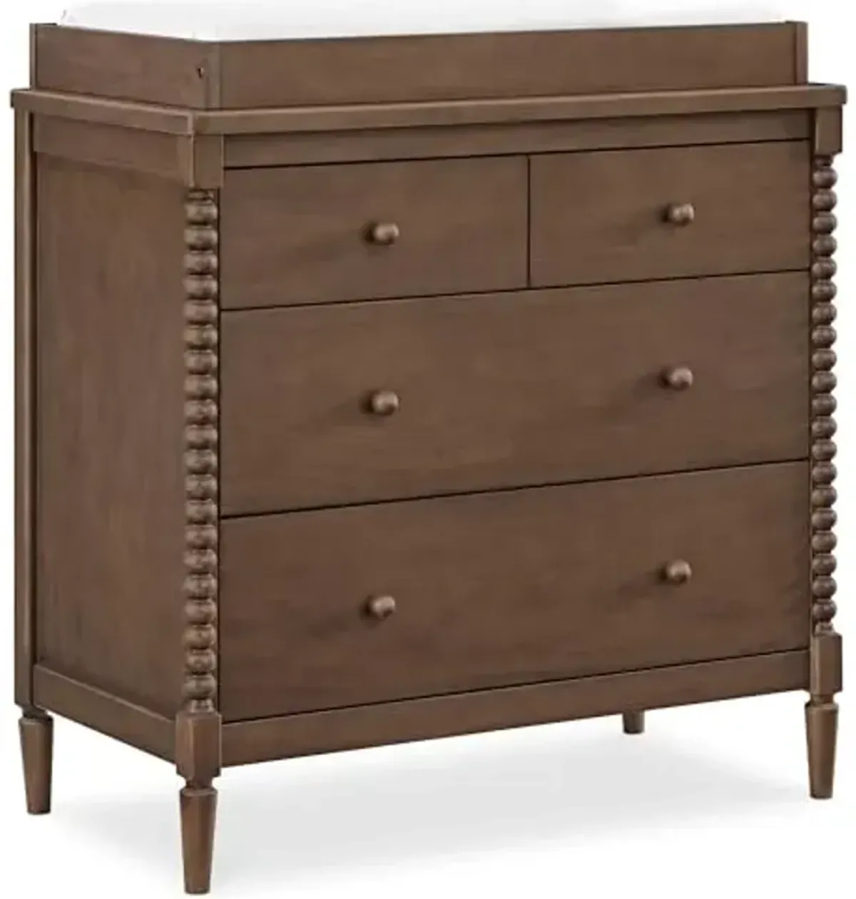 Delta Children Saint 4 Drawer Dresser with Changing Top and Interlocking Drawers, Teak Brown
