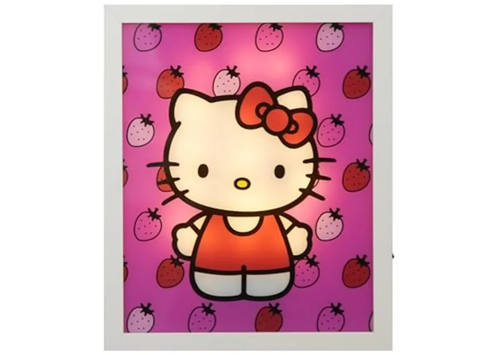 Idea Nuova Sanrio Hello Kitty Strawberry Canvas LED Glowing Wall Art Panel For Room Décor,11.5"x9.5"