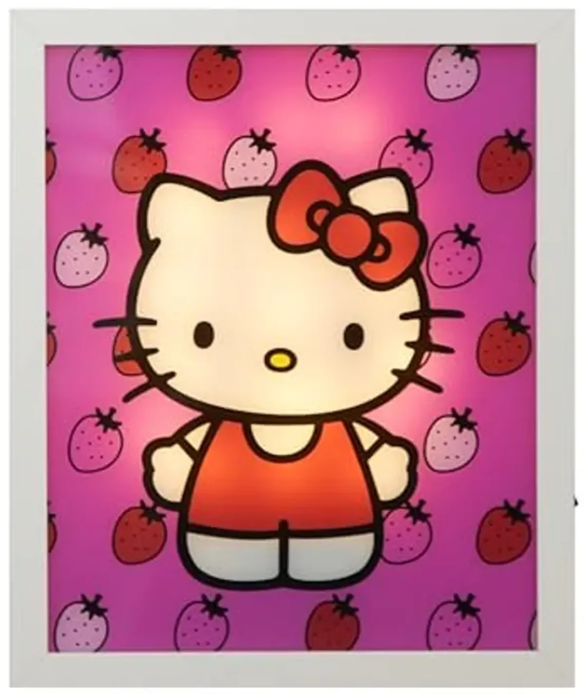 Idea Nuova Sanrio Hello Kitty Strawberry Canvas LED Glowing Wall Art Panel For Room Décor,11.5"x9.5"