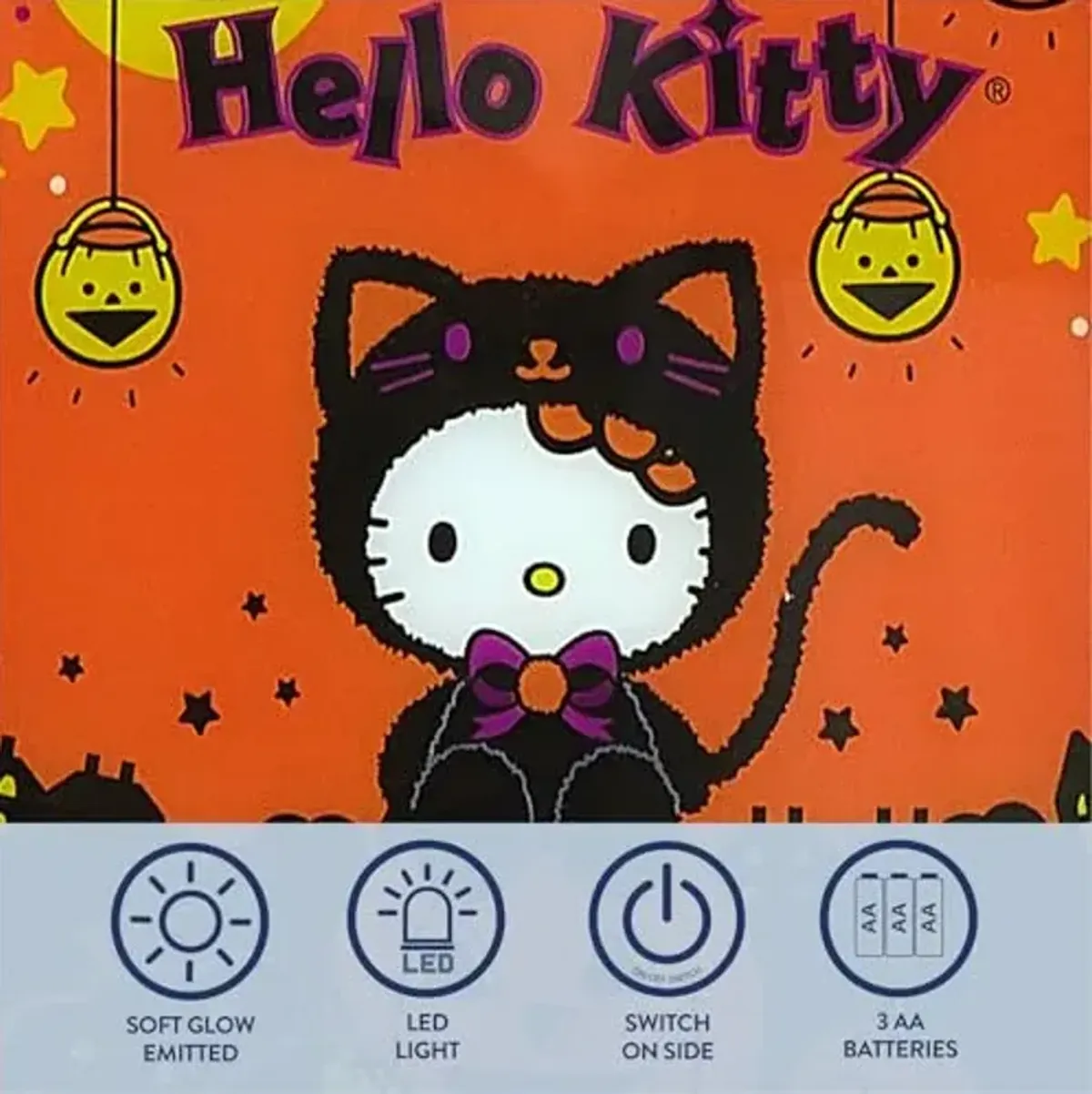 Idea Nuova Sanrio Hello Kitty Halloween Themed LED Glowing Wall Art for Holiday Room Décor,11.5"x9.5"