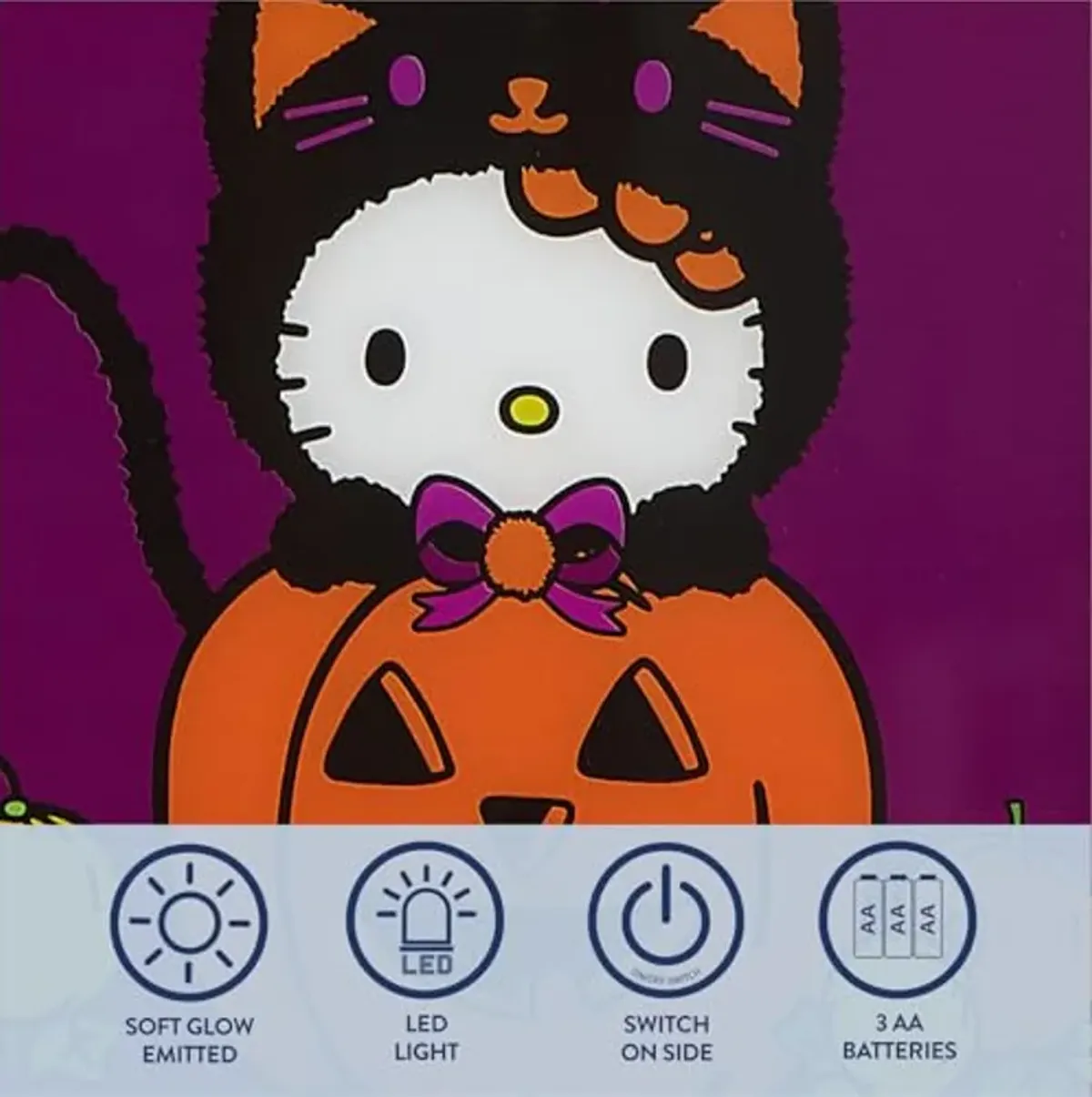 Idea Nuova Sanrio Hello Kitty Happy Halloween LED Glowing Holiday Canvas Wall Art for Room Décor,11.5"x9.5"