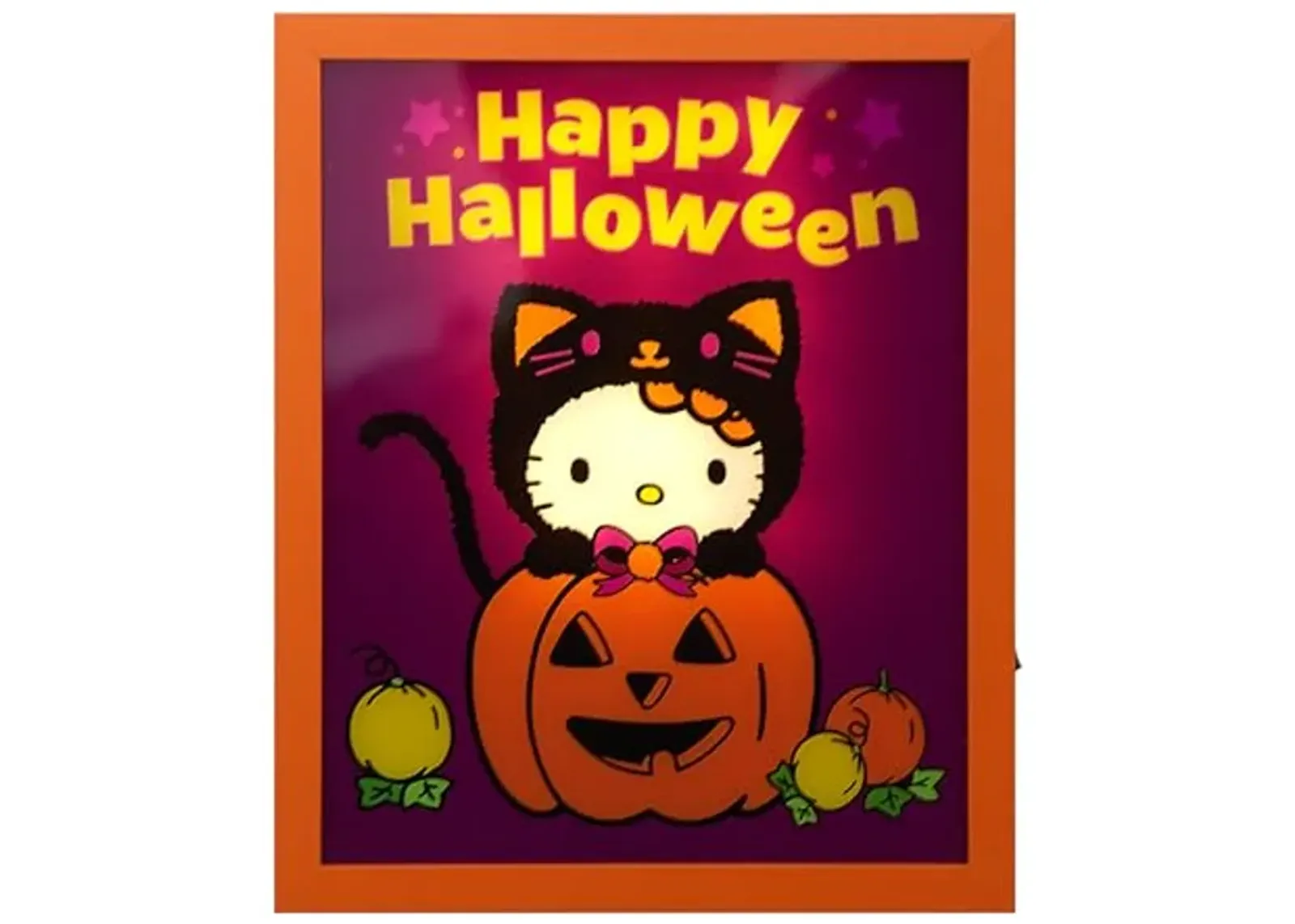 Idea Nuova Sanrio Hello Kitty Happy Halloween LED Glowing Holiday Canvas Wall Art for Room Décor,11.5"x9.5"