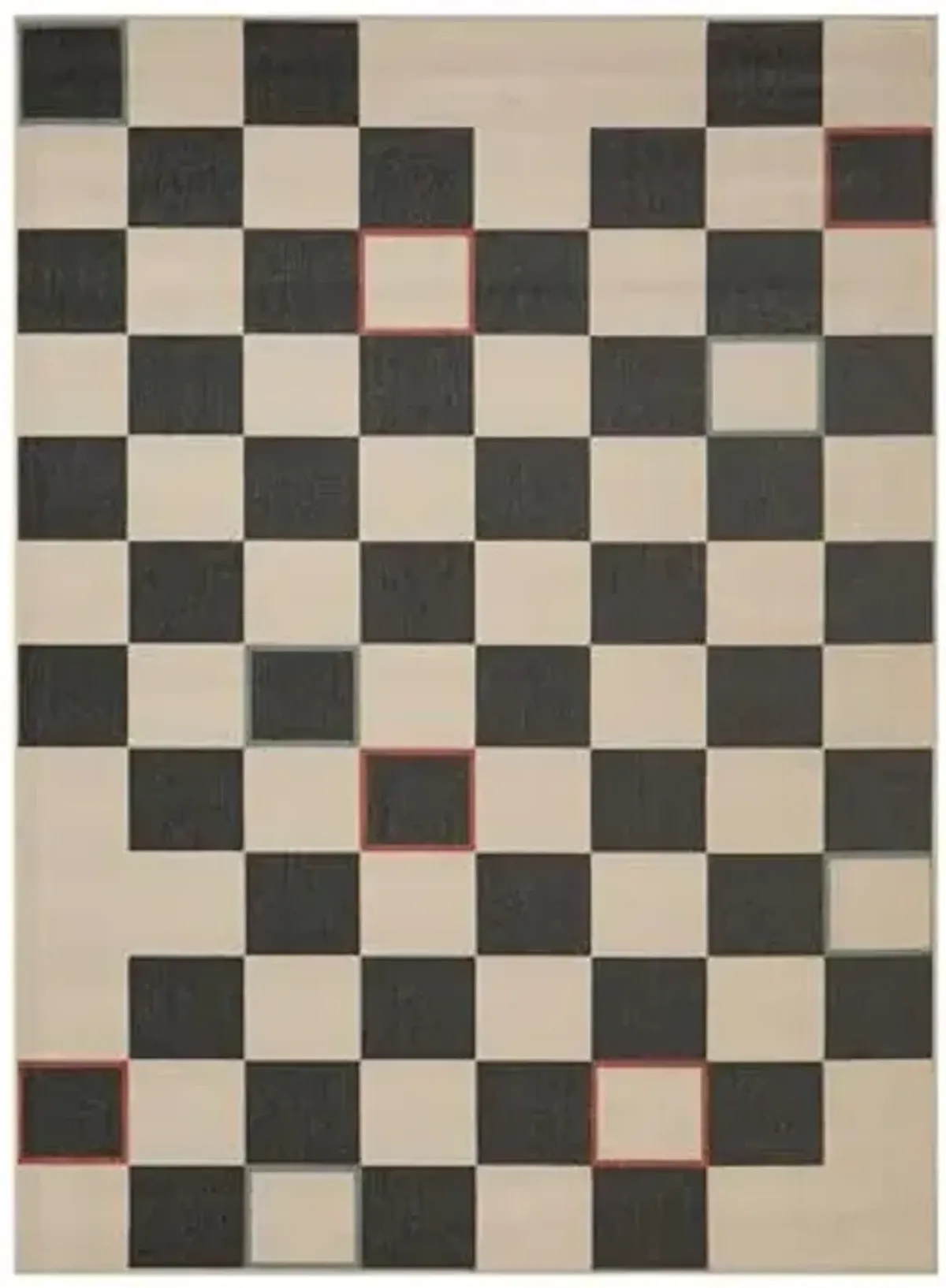 LR Home 2x3 Outdoor Area Rug for Home Decor | Bohemian Checkered Outdoor Carpets for Patio, Backyard, Garden, Deck, Balcony, RV | Boho Farmhouse Outside Floor Mat for Beach, Courtyard | Black/Ivory