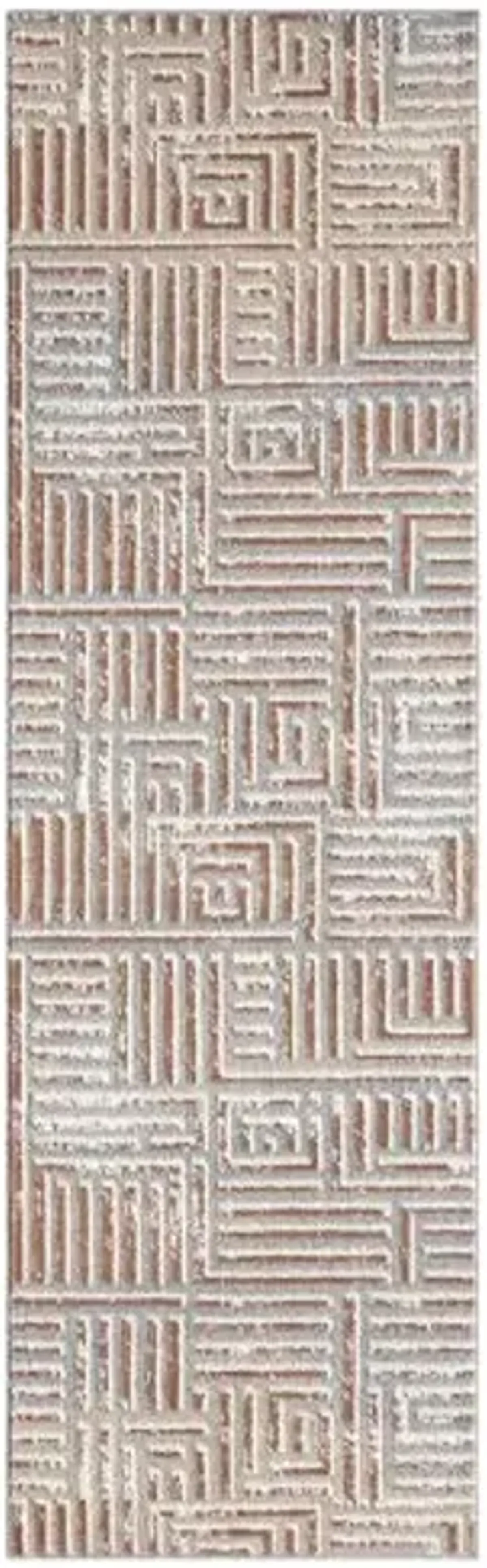 LR Home 2 x 7 Machine Washable Indoor Runner Rug for Home Decor | Contemporary Geometric Carpet for Living Room Decor | Modern Transitional Rug Suitable for Bedroom, Living Room, Office | Rust/Gray