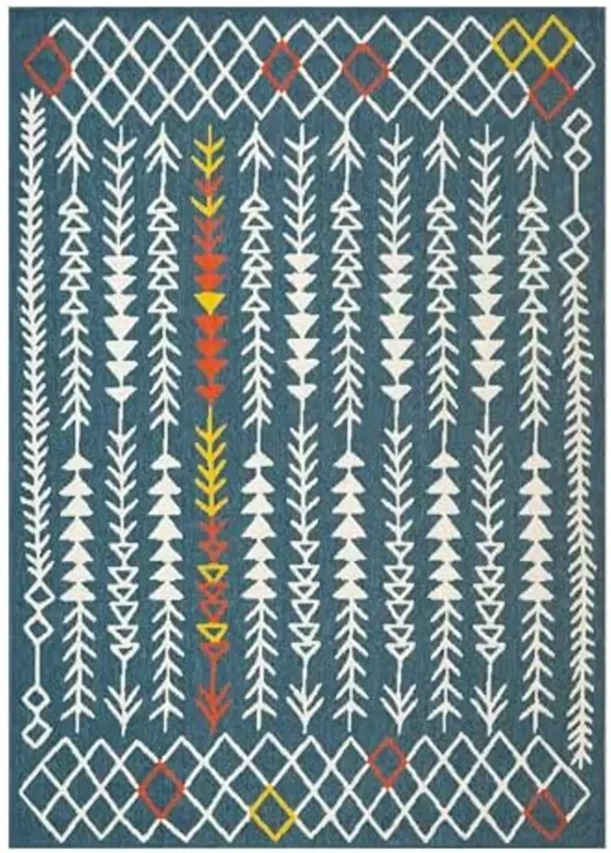 LR Home 8x10 Outdoor Area Rug for Home Decor | Eclectic Floral Outside Carpets for Patio, Backyard, Balcony, RV | Boho Farmhouse Outdoor Mat for Picnic, Beach | Ivory/Navy