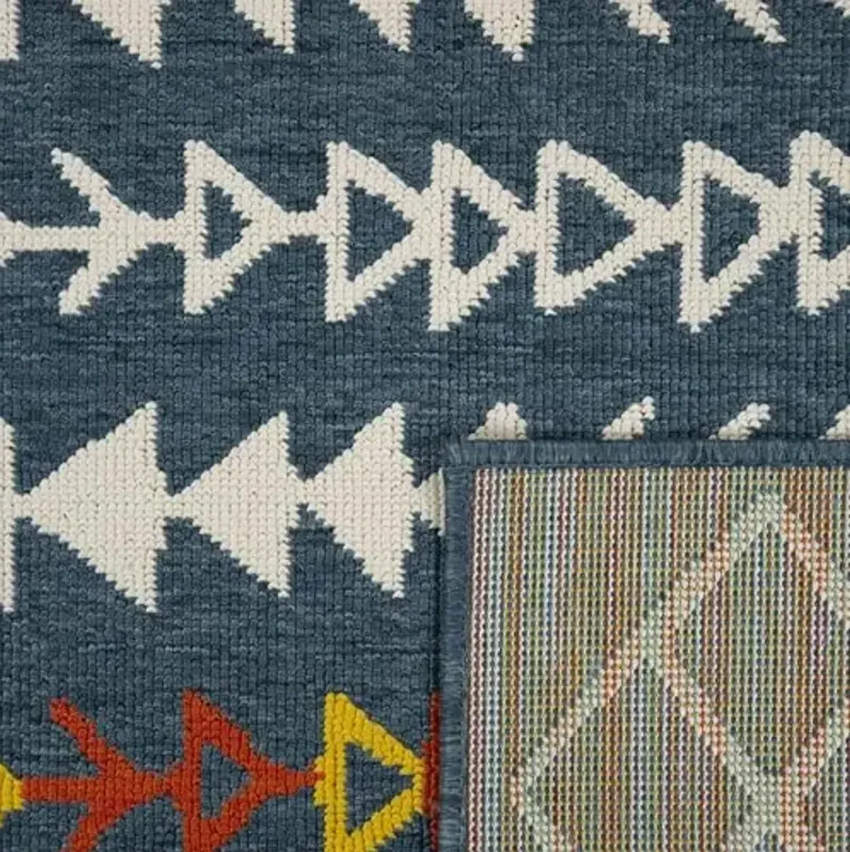 LR Home 8x10 Outdoor Area Rug for Home Decor | Eclectic Floral Outside Carpets for Patio, Backyard, Balcony, RV | Boho Farmhouse Outdoor Mat for Picnic, Beach | Ivory/Navy