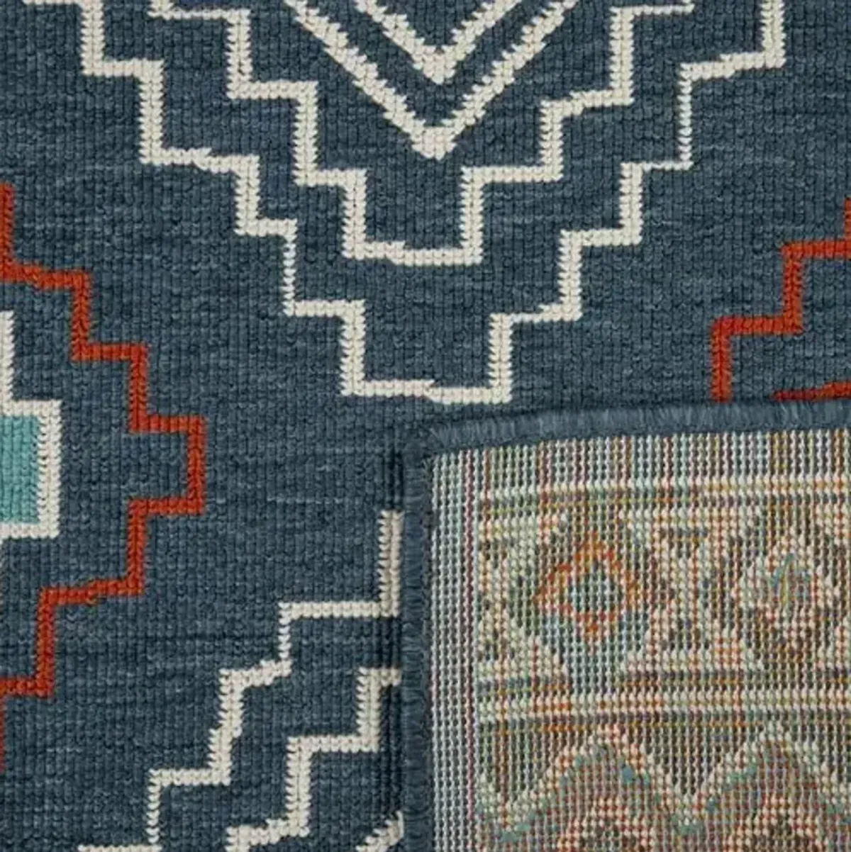 LR Home 8x10 Outdoor Area Rug for Home Decor | Eclectic Geometric Outside Carpets for Patio, Backyard, Balcony, RV | Boho Farmhouse Outdoor Mat for Picnic, Beach | Navy/Ivory