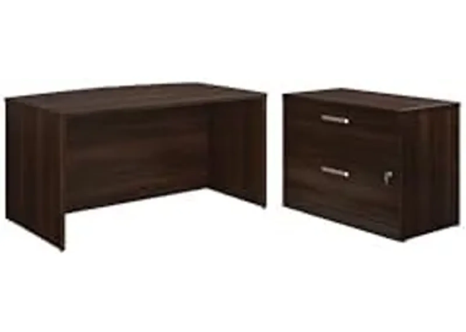 Sauder OfficeWorks 60" x 35" Bowfront Desk with Lateral File, Noble Elm Finish