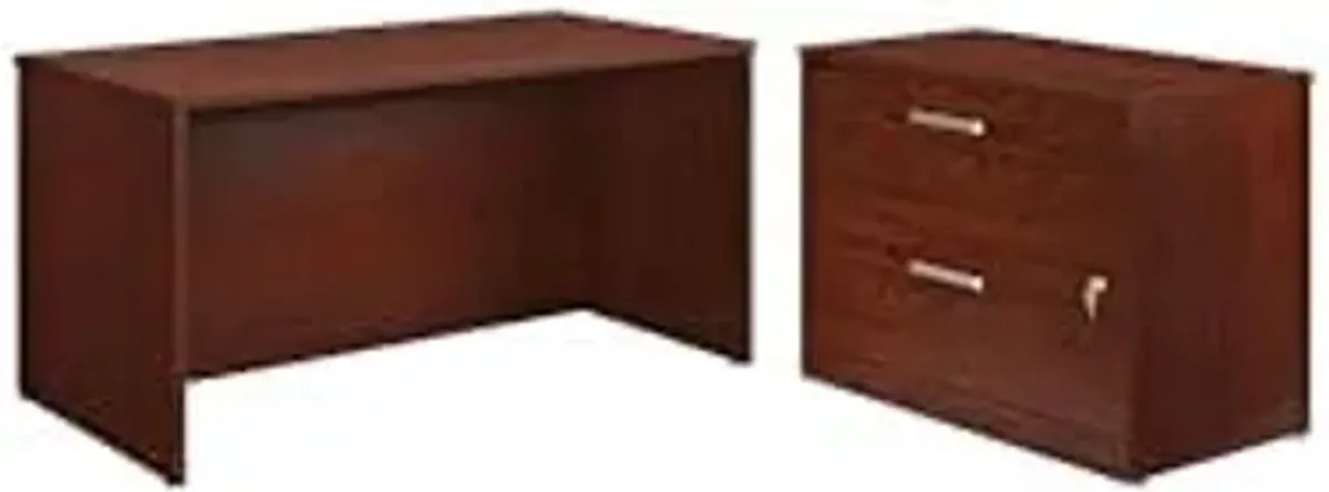 Sauder OfficeWorks 60" x 30" Desk with Lateral File, Classic Cherry Finish