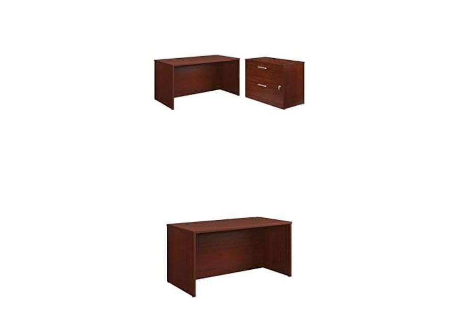 Sauder OfficeWorks 60" x 30" Desk with Lateral File, Classic Cherry Finish