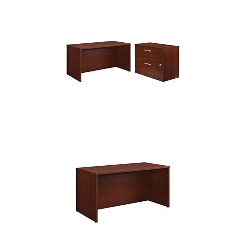 Sauder OfficeWorks 60" x 30" Desk with Lateral File, Classic Cherry Finish