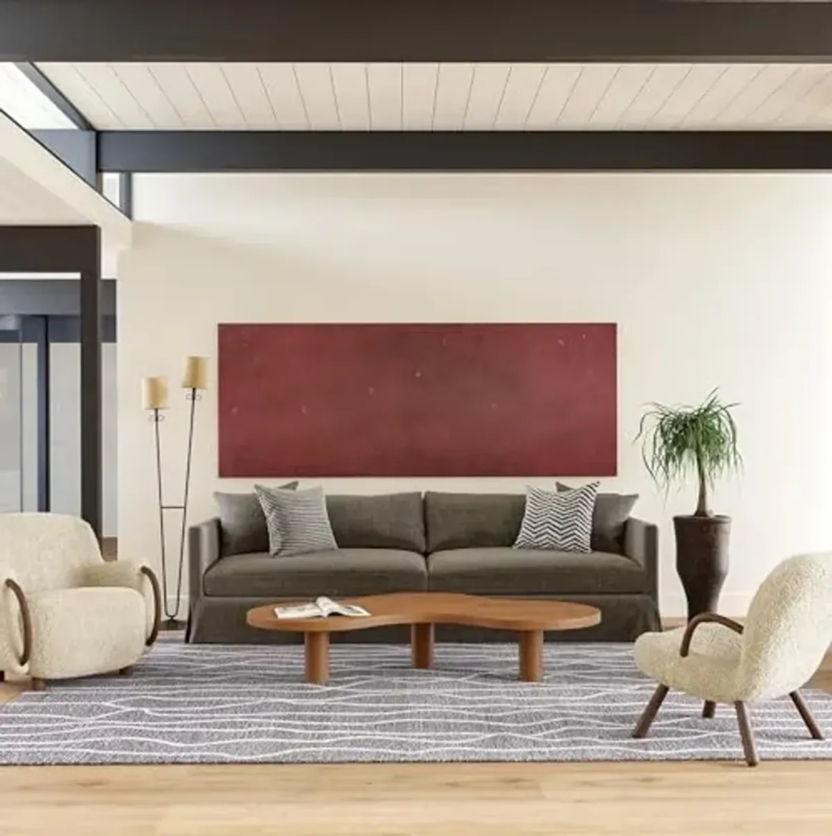 Rugs USA Mana Abstract Wool Area Rug, 8'6" x 11'6", Grey