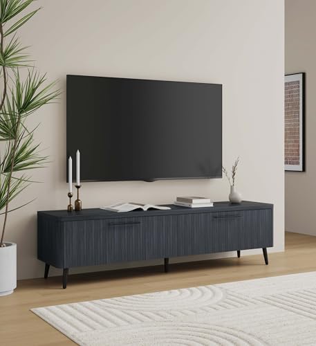 Manhattan Comfort Mid Century- Modern Jodie 68.9" TV Stand in Charcoal Grey