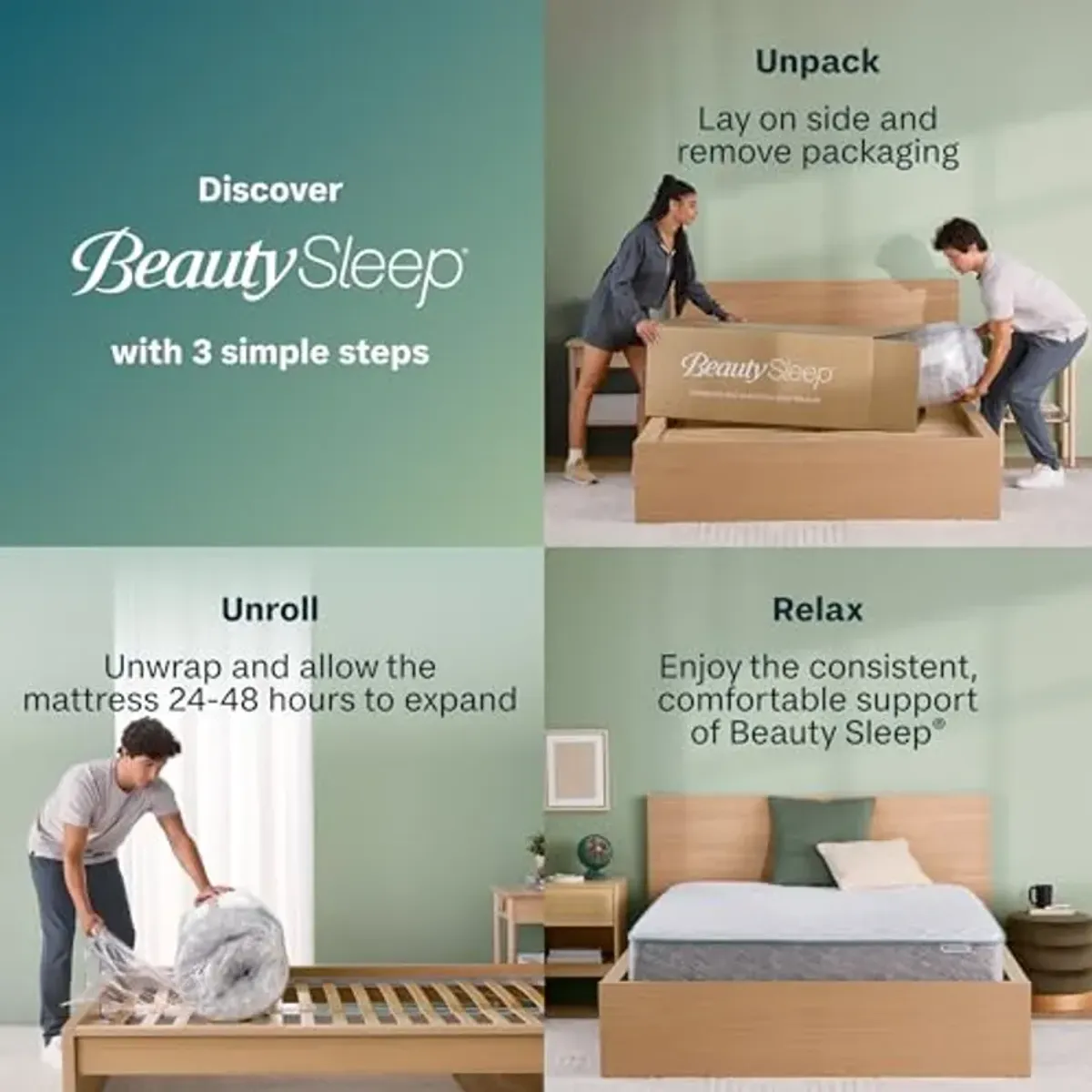 Beauty Sleep Midnight Slumber Firm 10" Full Foam Mattress in a Box, Cooling, Breathable, and Pressure Relieving - 100 Night Trial, CertiPUR-US Certified and 10 Year Limited Warranty