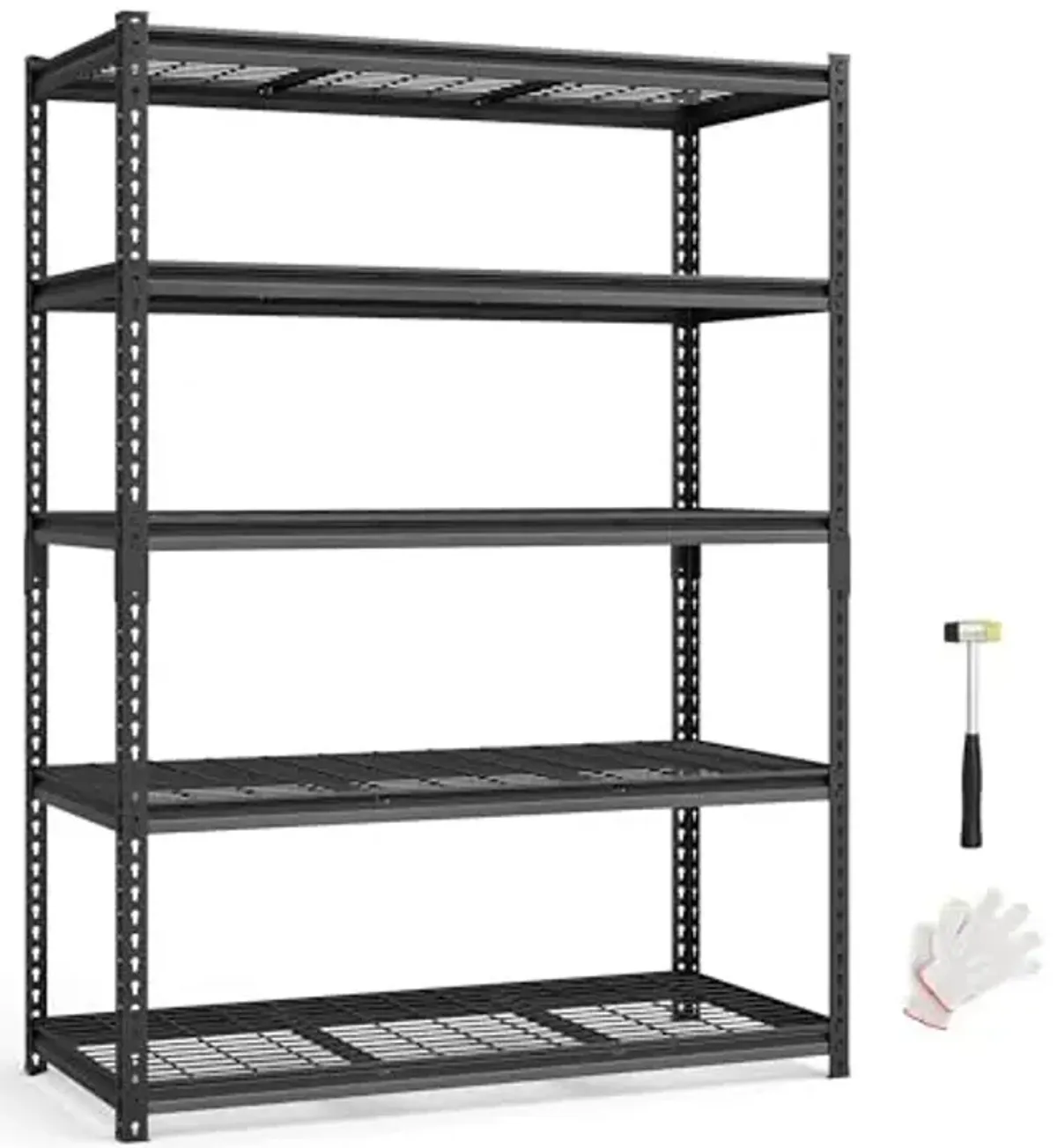 SONGMICS 5-Tier Storage Shelves, Heavy-Duty Garage Shelving, Adjustable Shelving Unit, Steel Shelf, Boltless Assembly, for Garage, 2,200 lb Load, 24 x 48 x 72 Inches, Ink Black UGLR454B01
