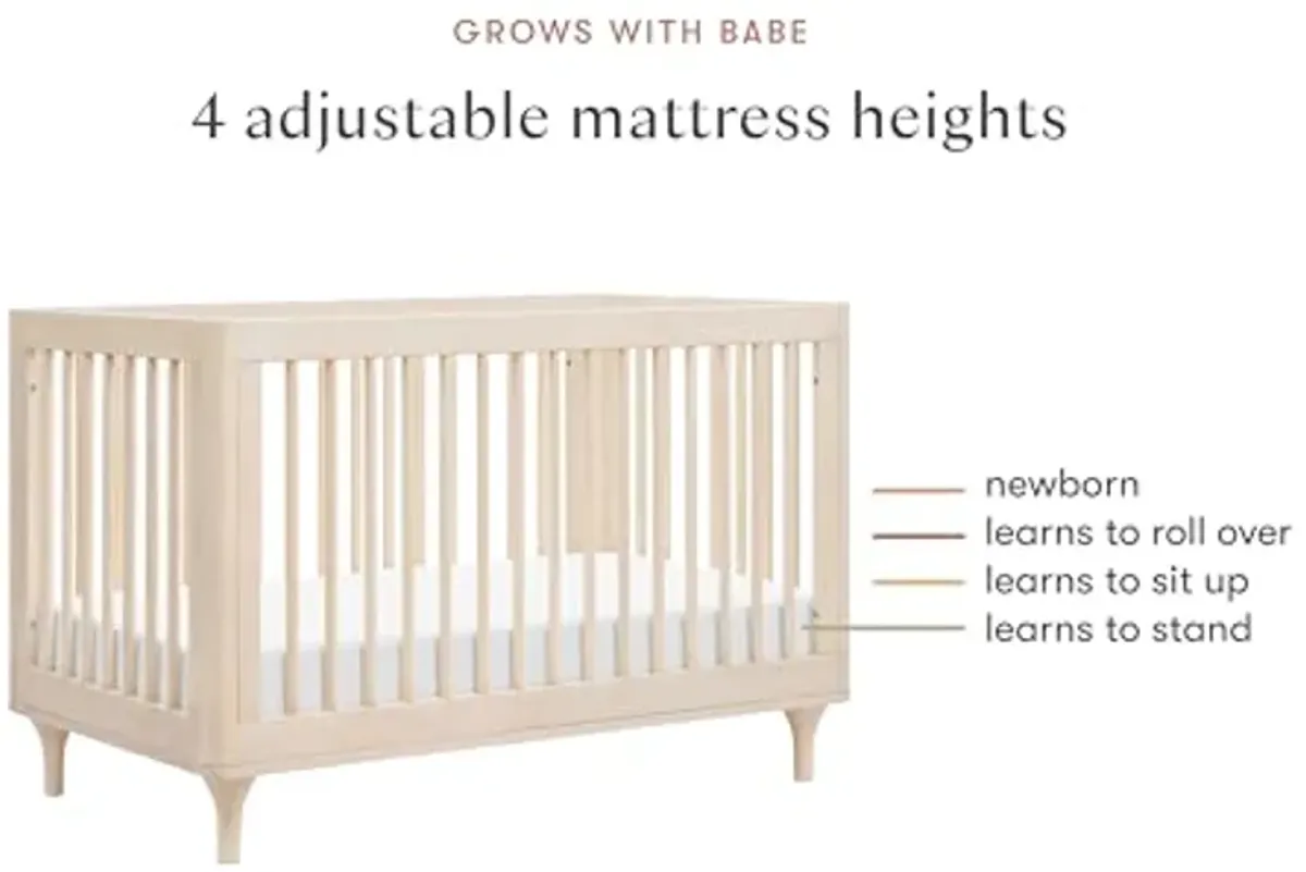 Babyletto Lolly 3-in-1 Convertible Crib with Toddler Bed Conversion Kit in Washed Natural, Greenguard Gold Certified