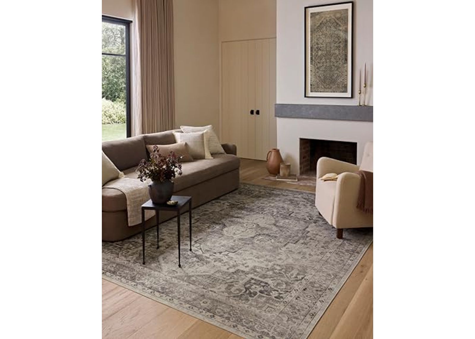 Loloi Amber Lewis Josie Collection JOS-03 Silver/Natural 6'-0" x 6'-0" Round Area Rug