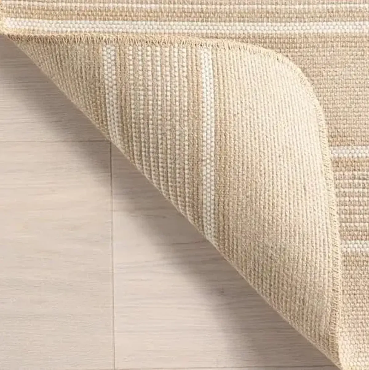 nuLOOM Anaya Striped 7'6" x 9'6" Jute Area Rug for Dining Room Living Room, Natural/Ivory
