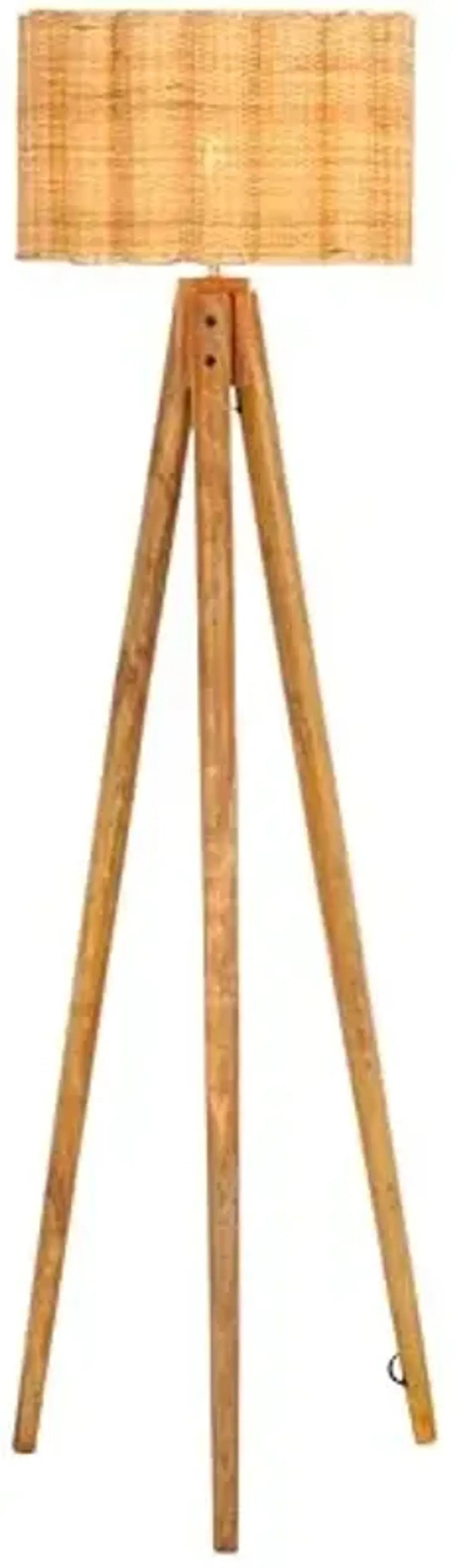 SAFAVIEH Home Collection Nalani Coastal Natural Cane Solid Wood 63-inch Tripod Floor Lamp (LED Bulb Included)