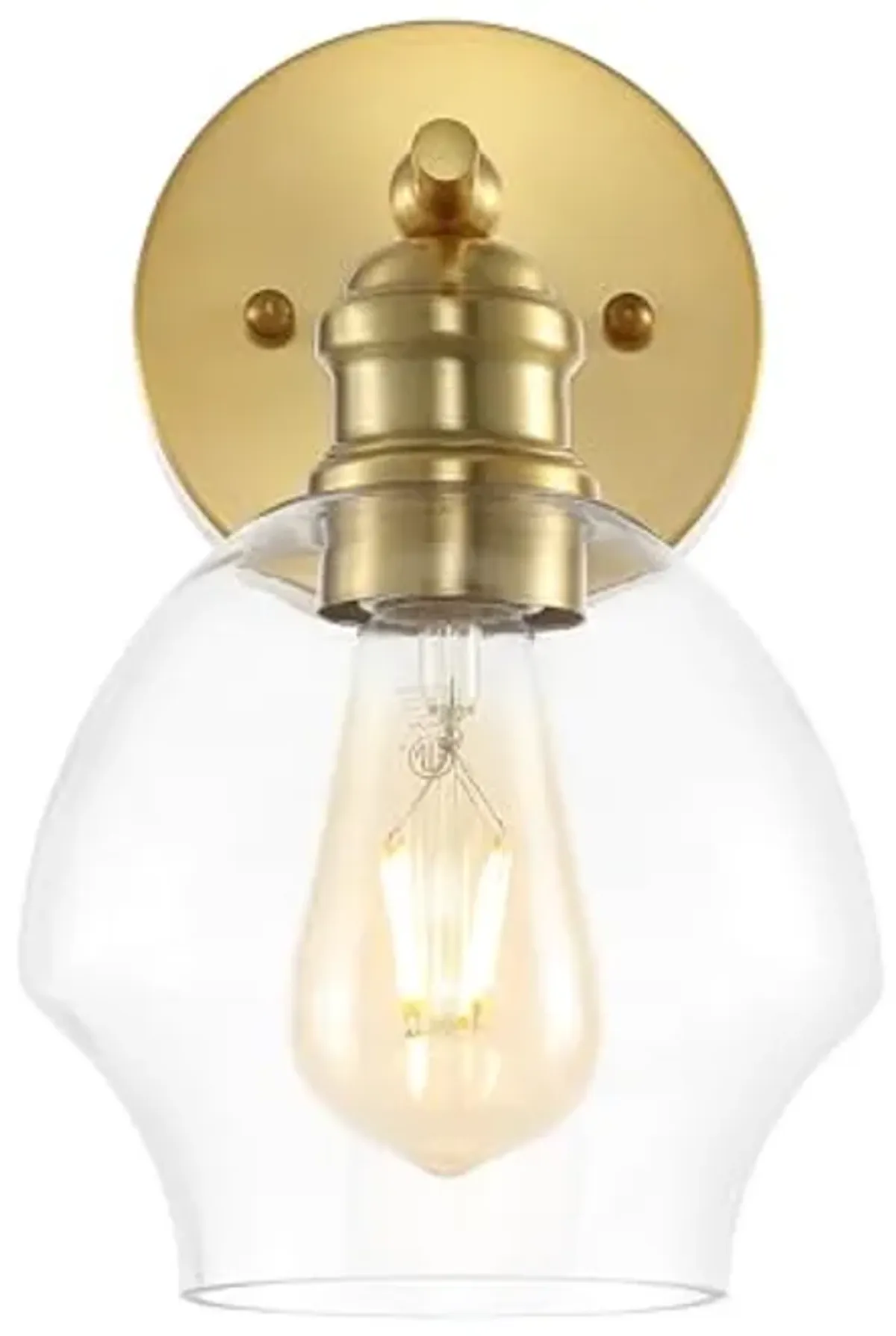 SAFAVIEH Lighting Collection Solynn Gold/Clear Wall Sconce Set of 2 Light Fixture (LED Bulbs Included)