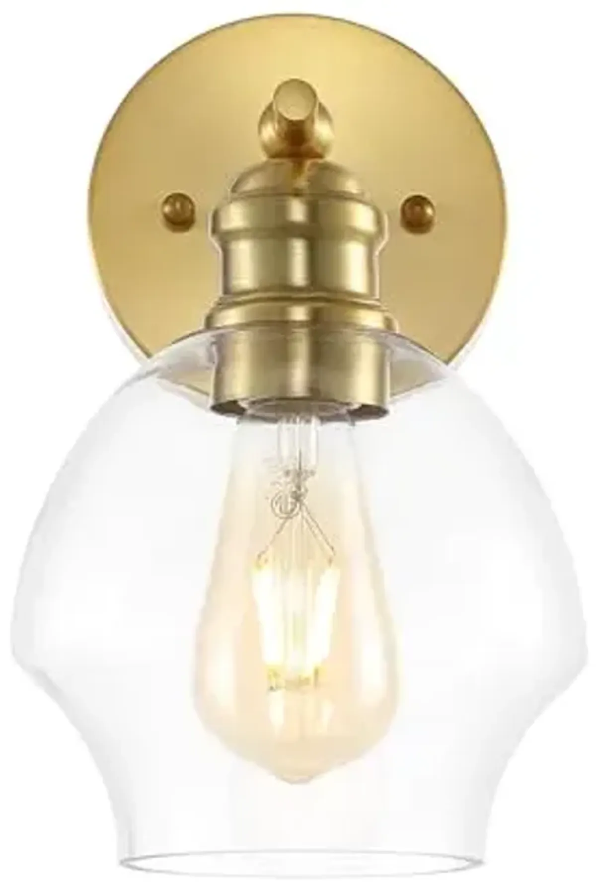 SAFAVIEH Lighting Collection Solynn Gold/Clear Wall Sconce Set of 2 Light Fixture (LED Bulbs Included)