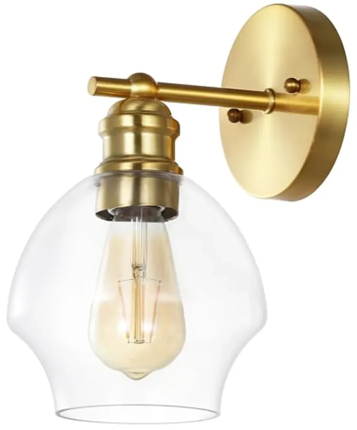 SAFAVIEH Lighting Collection Solynn Gold/Clear Wall Sconce Set of 2 Light Fixture (LED Bulbs Included)