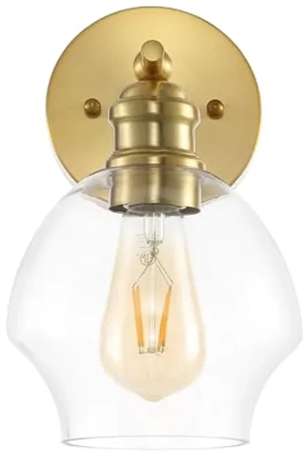 SAFAVIEH Lighting Collection Solynn Gold/Clear Wall Sconce Set of 2 Light Fixture (LED Bulbs Included)