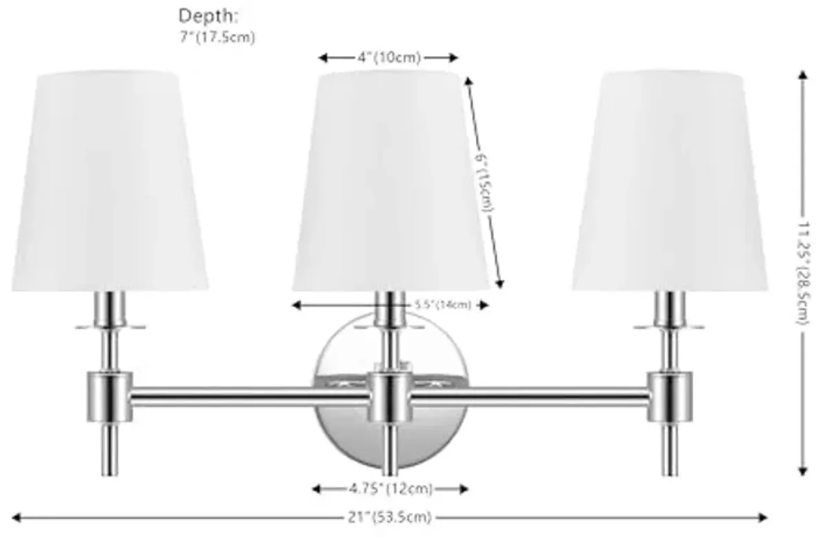 SAFAVIEH Lighting Collection Davielle Chrome 3-Light Wall Sconce Light Fixture (LED Bulbs Included)