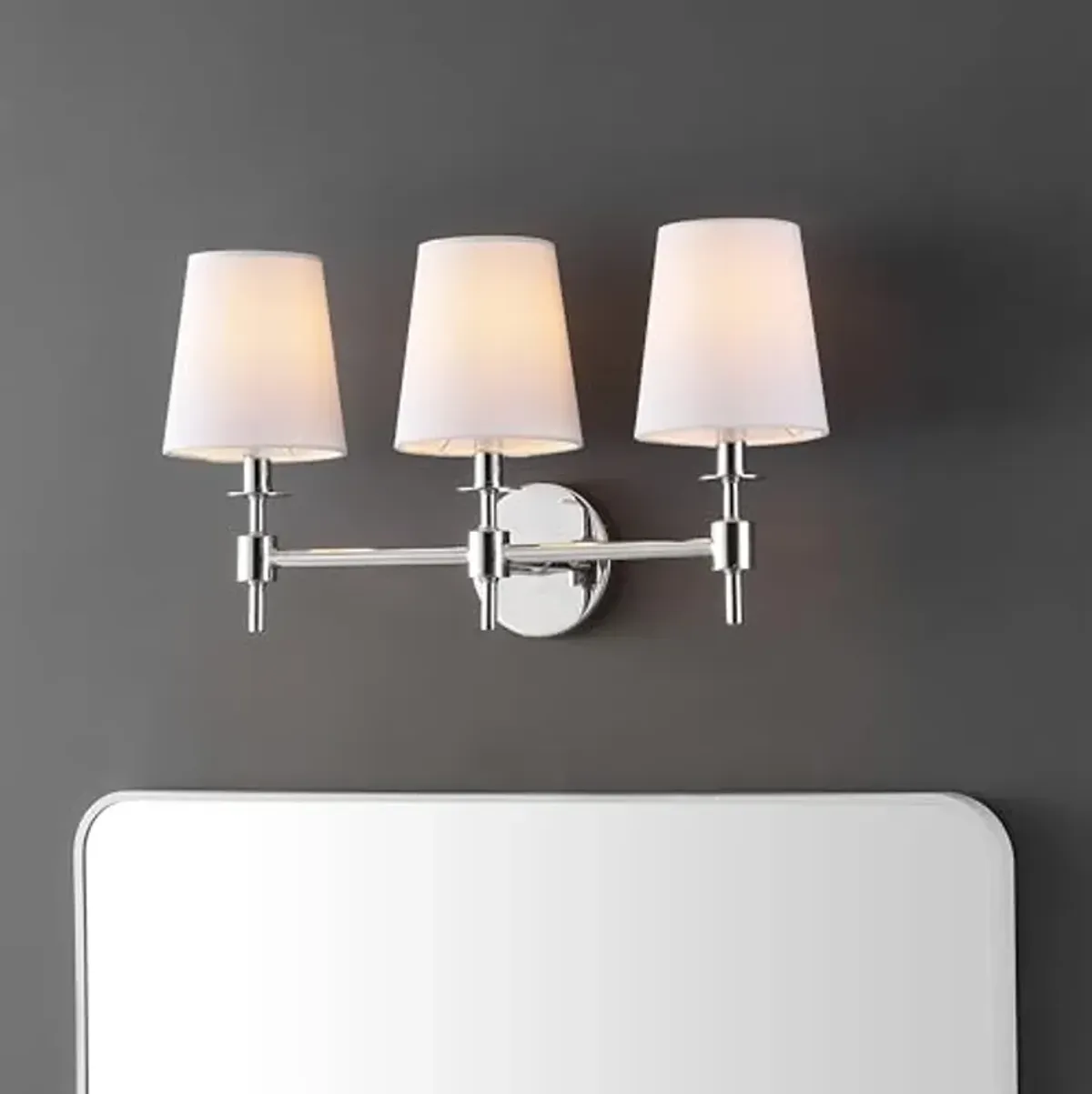 SAFAVIEH Lighting Collection Davielle Chrome 3-Light Wall Sconce Light Fixture (LED Bulbs Included)