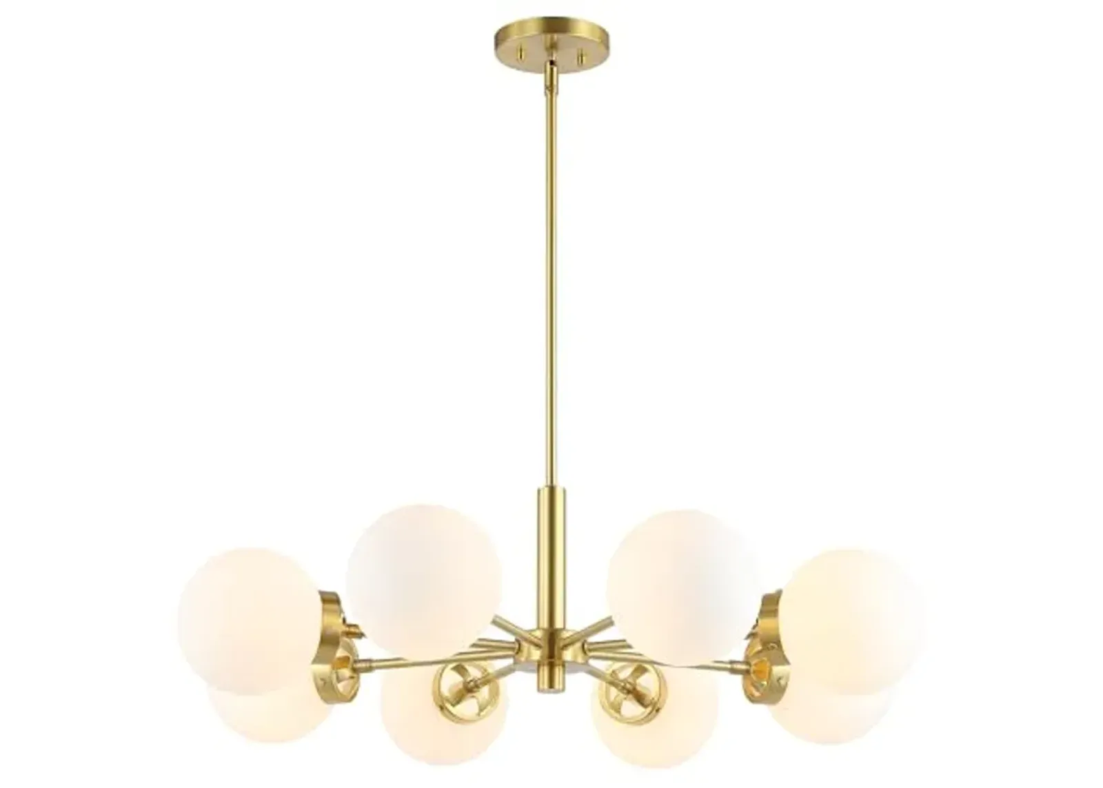 SAFAVIEH Lighting Collection Prosie Gold/White 8-Light Hanging Adjustable Chandelier Light Fixture (LED Bulbs Included)