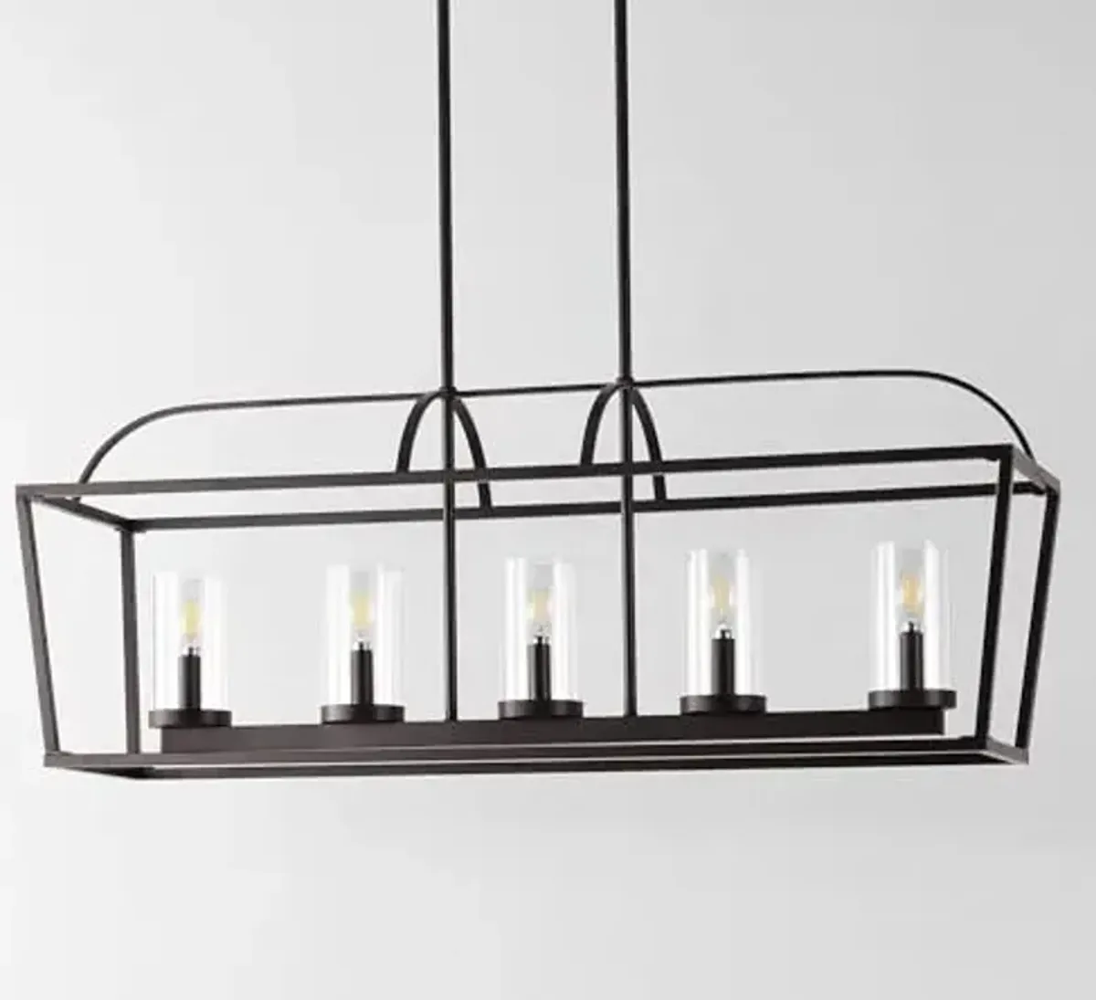 SAFAVIEH Lighting Collection Manning Oil Rubbed Bronze 5-Light Linear Hanging Adjustable Chandelier Light Fixture (LED Bulbs Included)