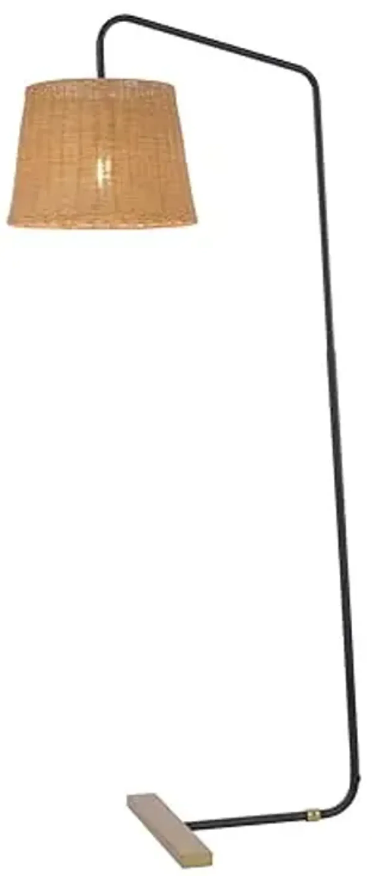 SAFAVIEH Home Collection Millie Modern Coastal Black/Natural Rattan 61-inch Arched Floor Lamp (LED Bulb Included)