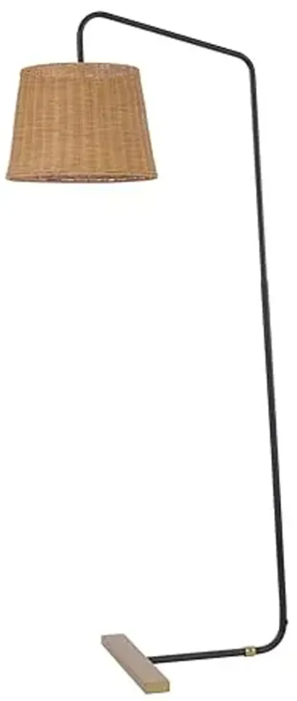 SAFAVIEH Home Collection Millie Modern Coastal Black/Natural Rattan 61-inch Arched Floor Lamp (LED Bulb Included)