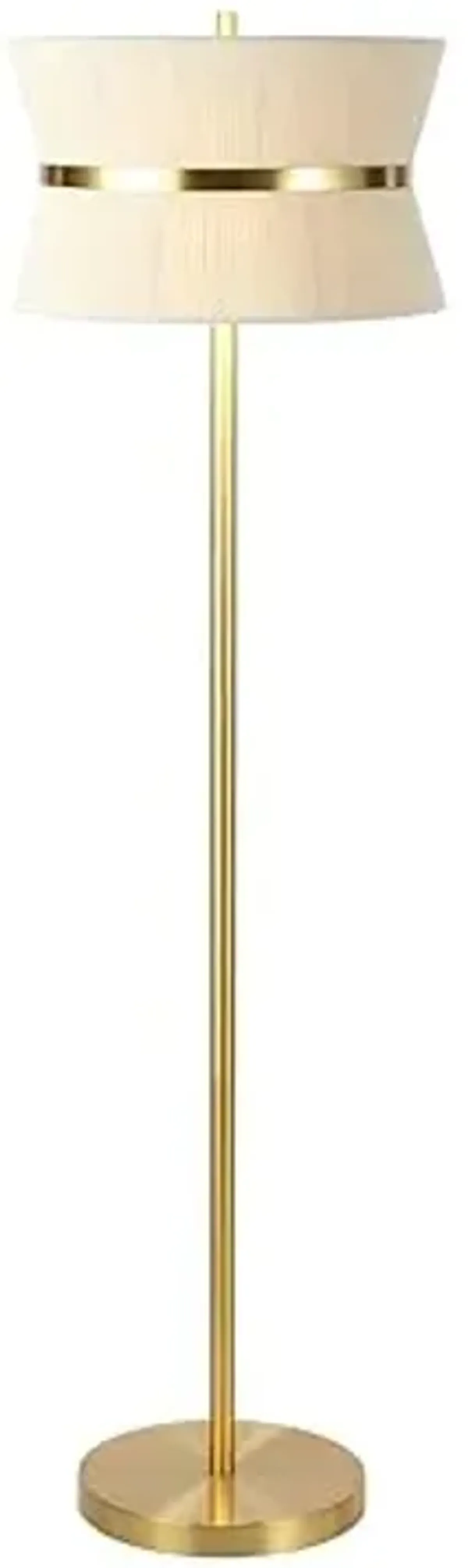SAFAVIEH Home Collection Kora Bleached Natural/Brass Gold Floor Lamp (LED Bulb Included)
