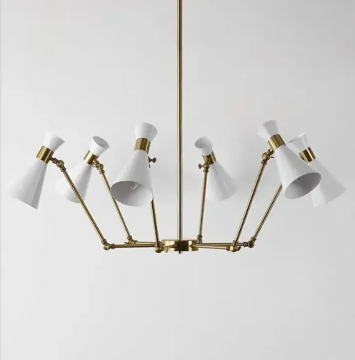 SAFAVIEH Lighting Collection Shiraz Brass/White 6-Light Hanging Adjustable Chandelier Light Fixture (LED Bulbs Included)
